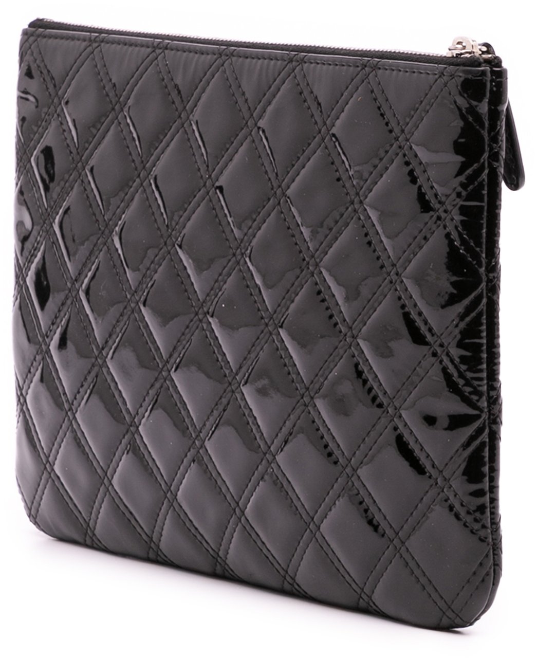 Chanel Medium Quilted Patent O Case Clutch Zwart