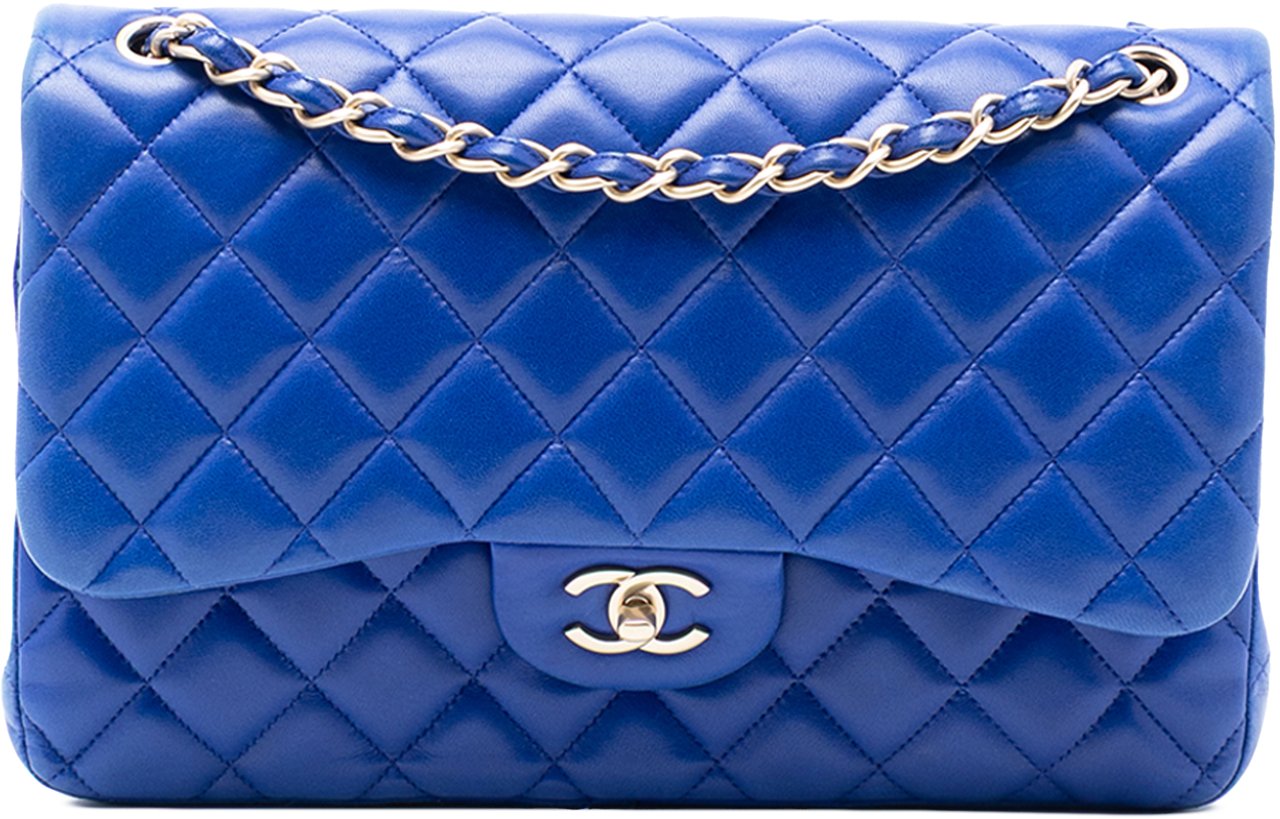 Chanel Jumbo Classic Lambskin Double Flap Blauw