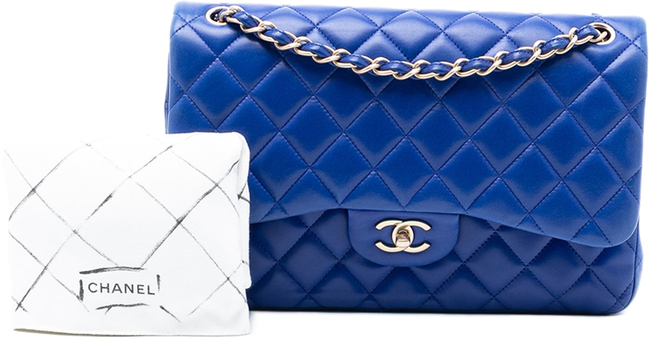 Chanel Jumbo Classic Lambskin Double Flap Blauw