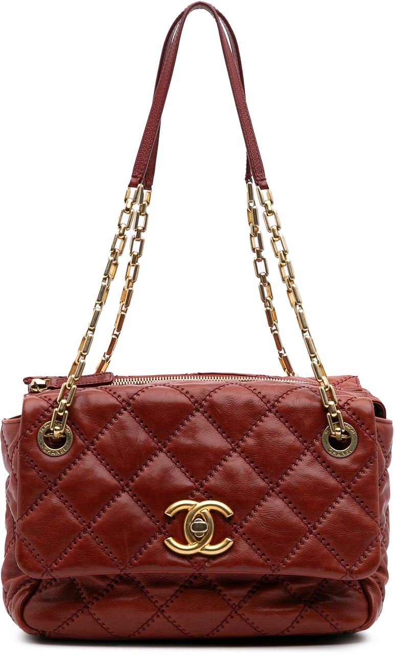 Chanel CC Quilted Calfskin Ultimate Stitch Retro Chain Flap Rood