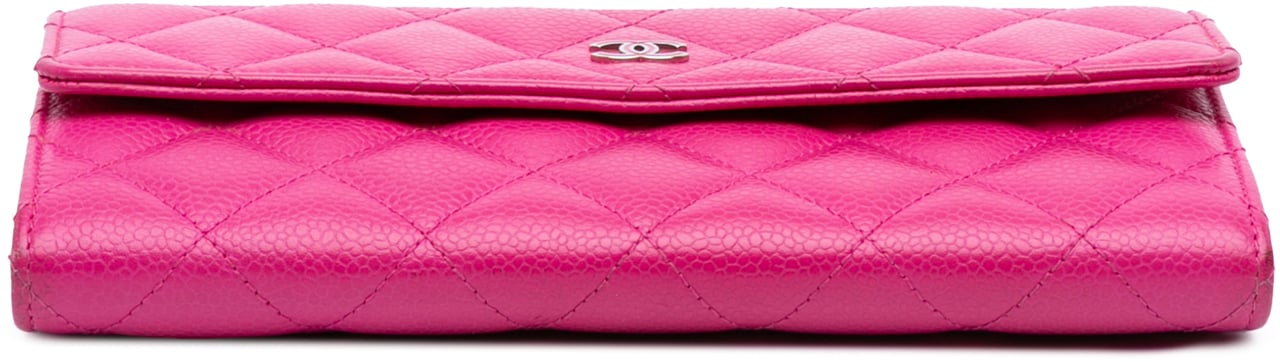 Chanel CC Quilted Caviar Long Wallet Roze