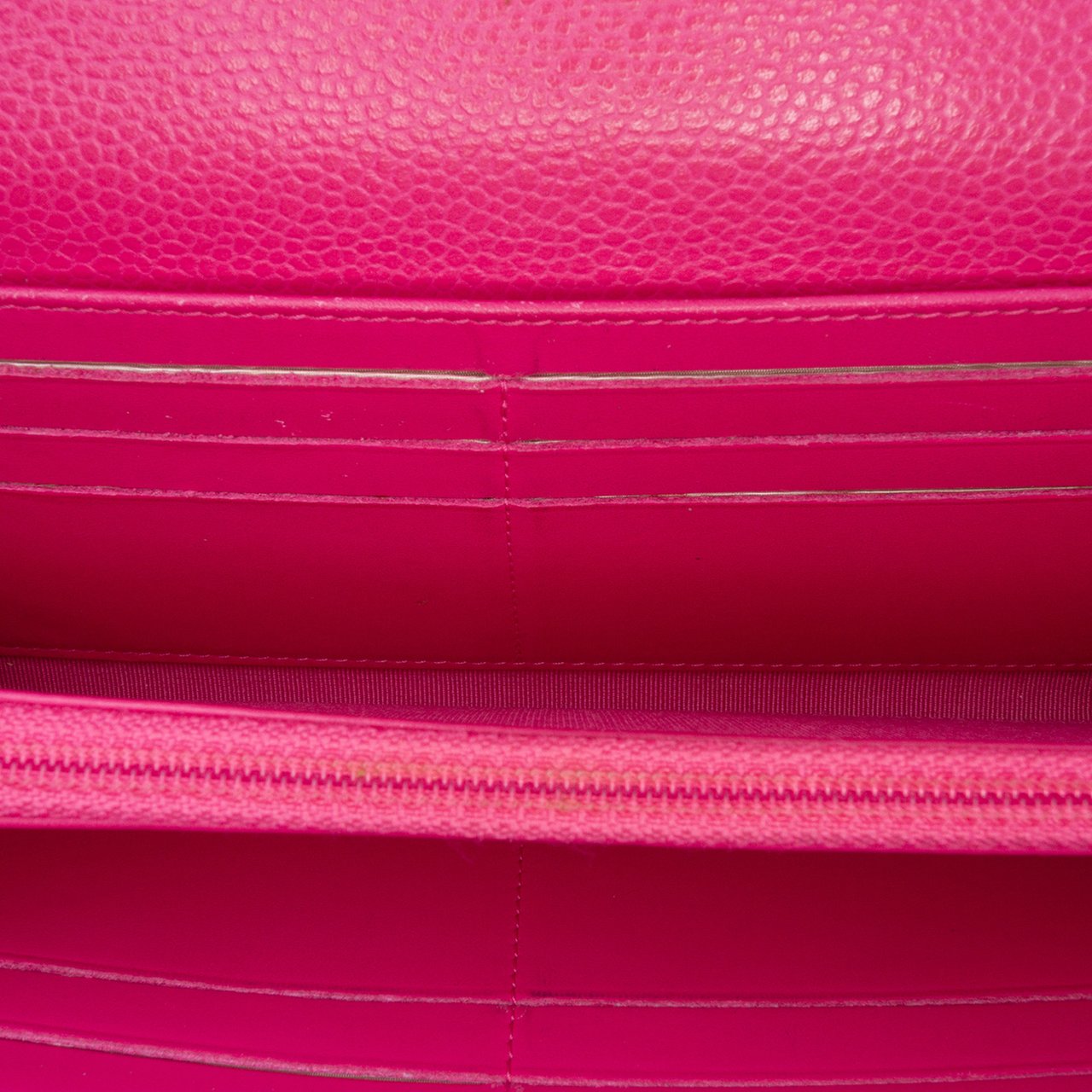 Chanel CC Quilted Caviar Long Wallet Roze