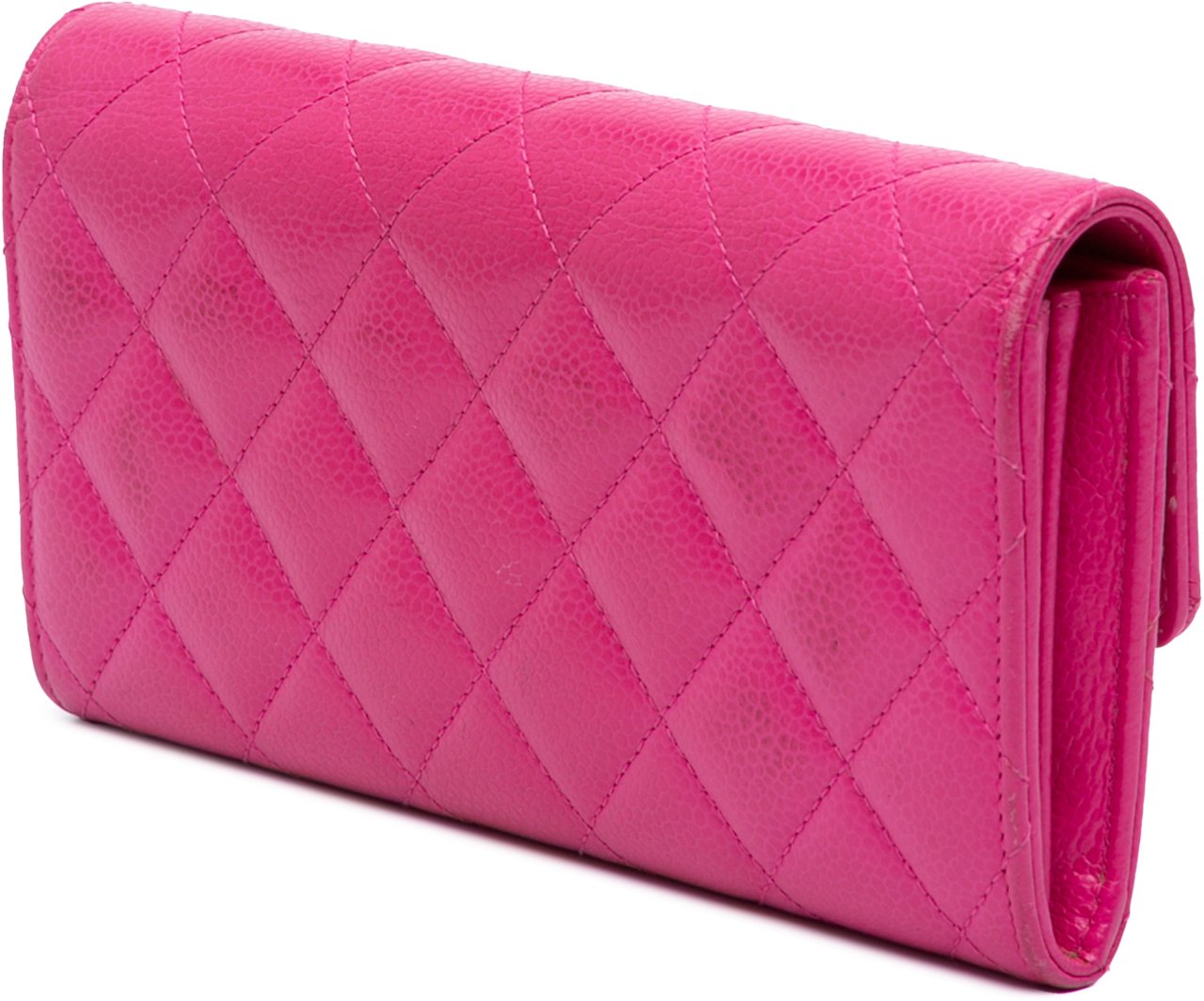 Chanel CC Quilted Caviar Long Wallet Roze