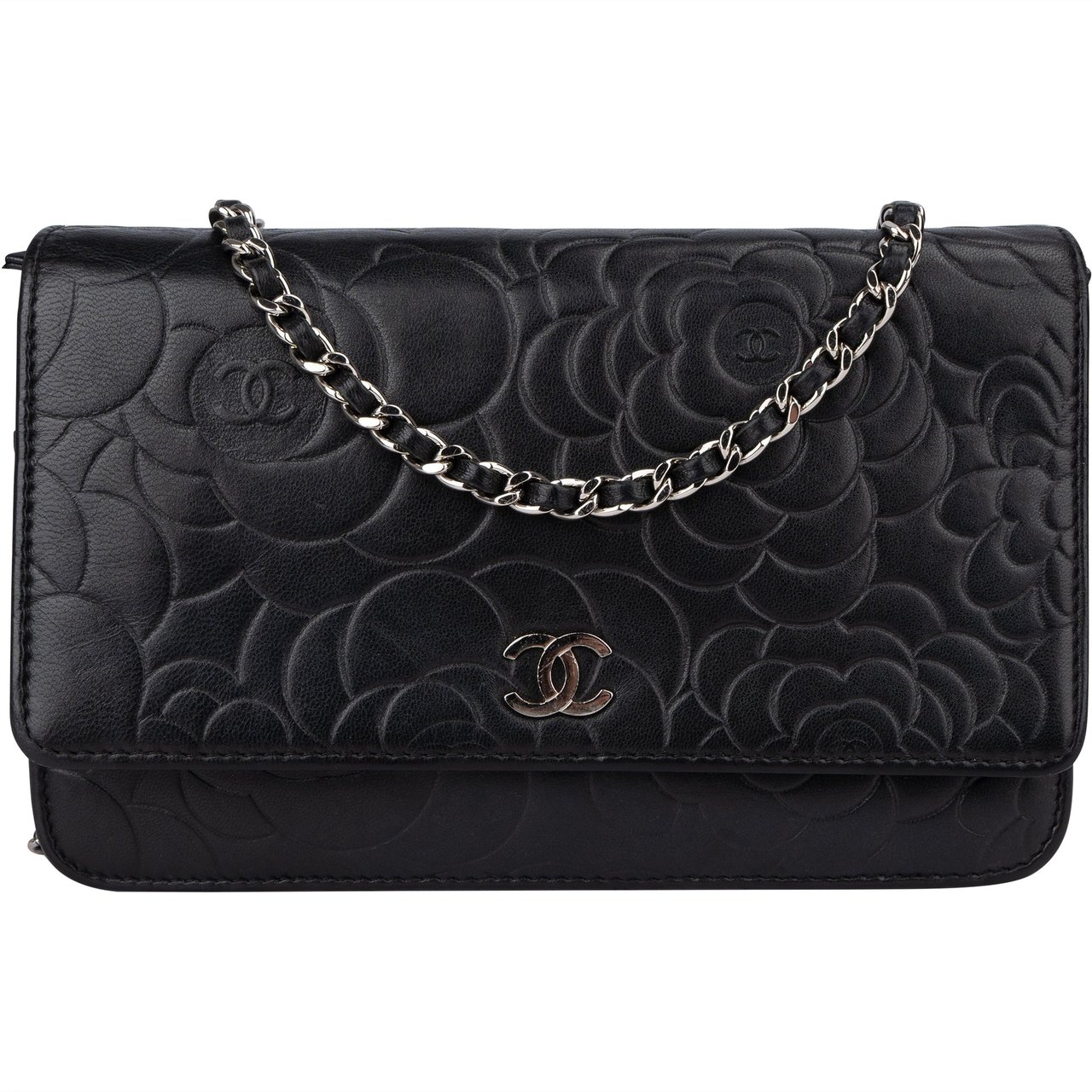 Chanel Chanel Black Camelia Wallet On Chain Crossbody Bag Zwart