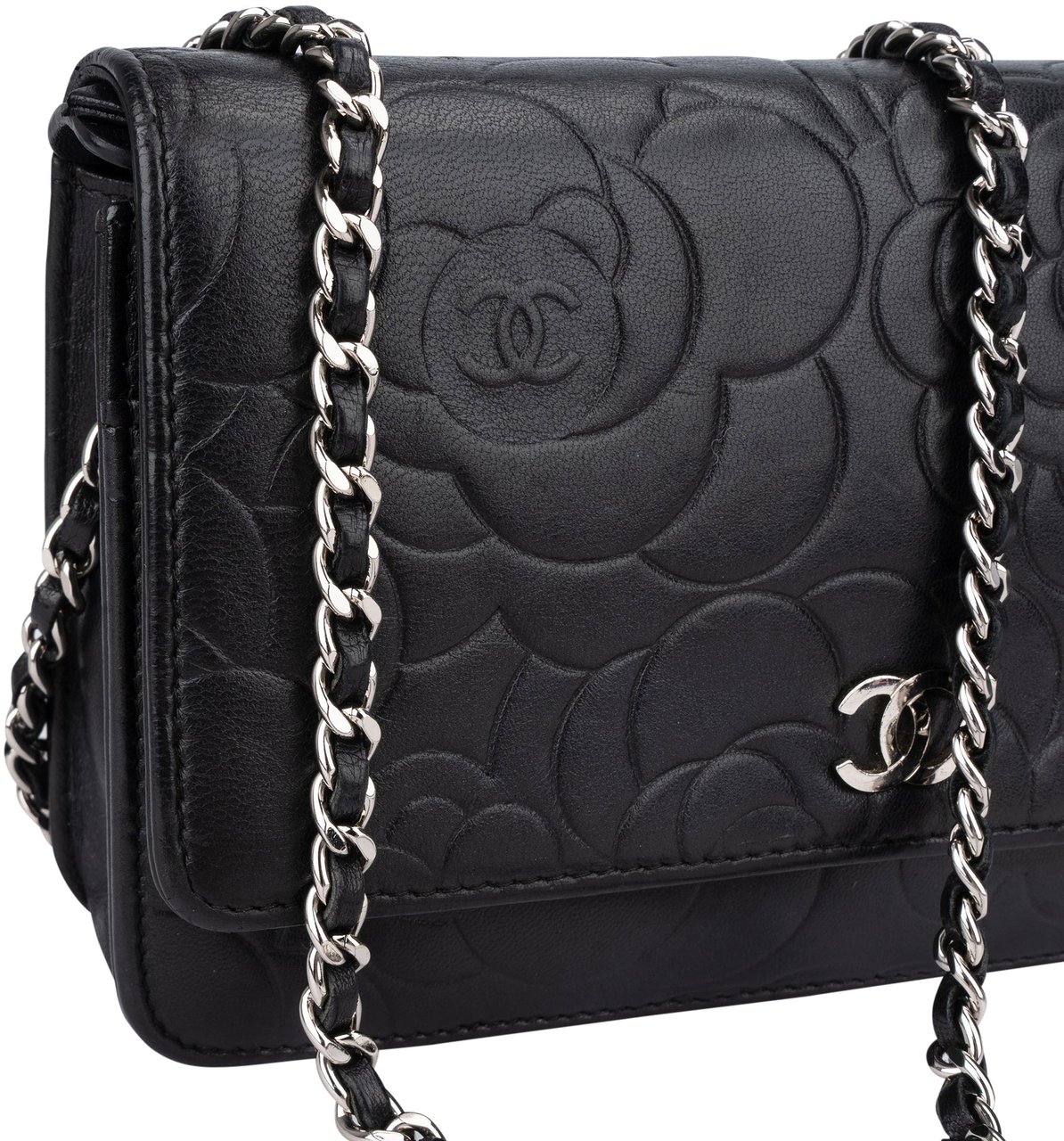 Chanel Chanel Black Camelia Wallet On Chain Crossbody Bag Zwart