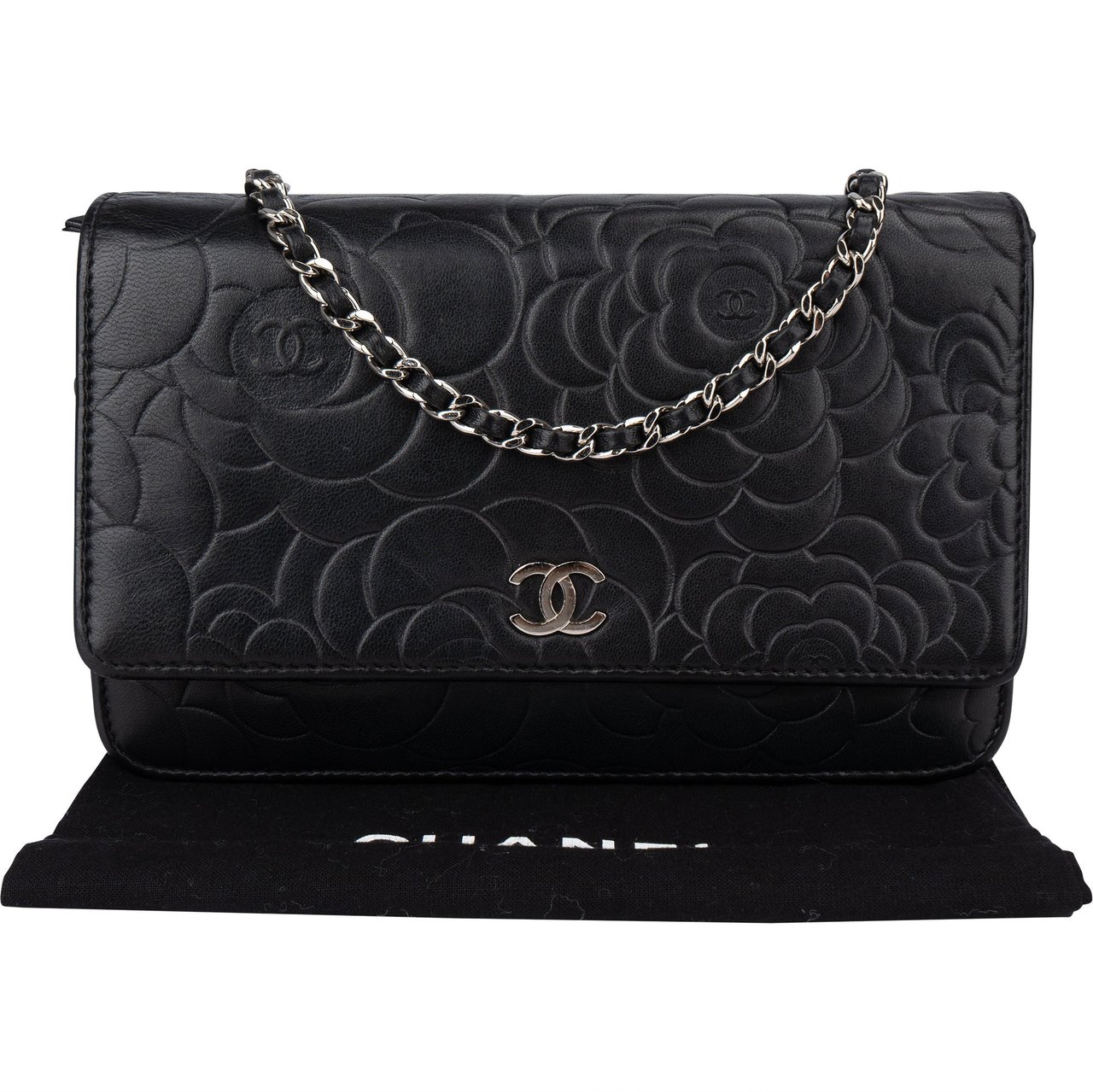 Chanel Chanel Black Camelia Wallet On Chain Crossbody Bag Zwart