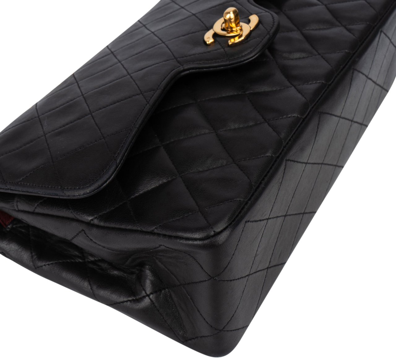 Chanel Chanel Quilted Lambskin 24K Gold Double Flap Crossbody Bag Zwart