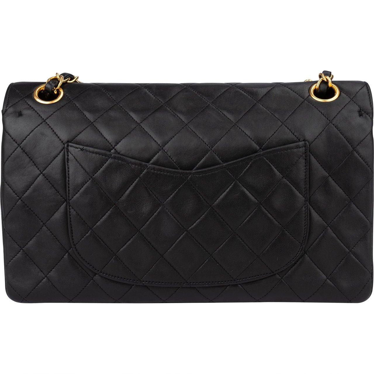 Chanel Chanel Quilted Lambskin 24K Gold Double Flap Crossbody Bag Zwart