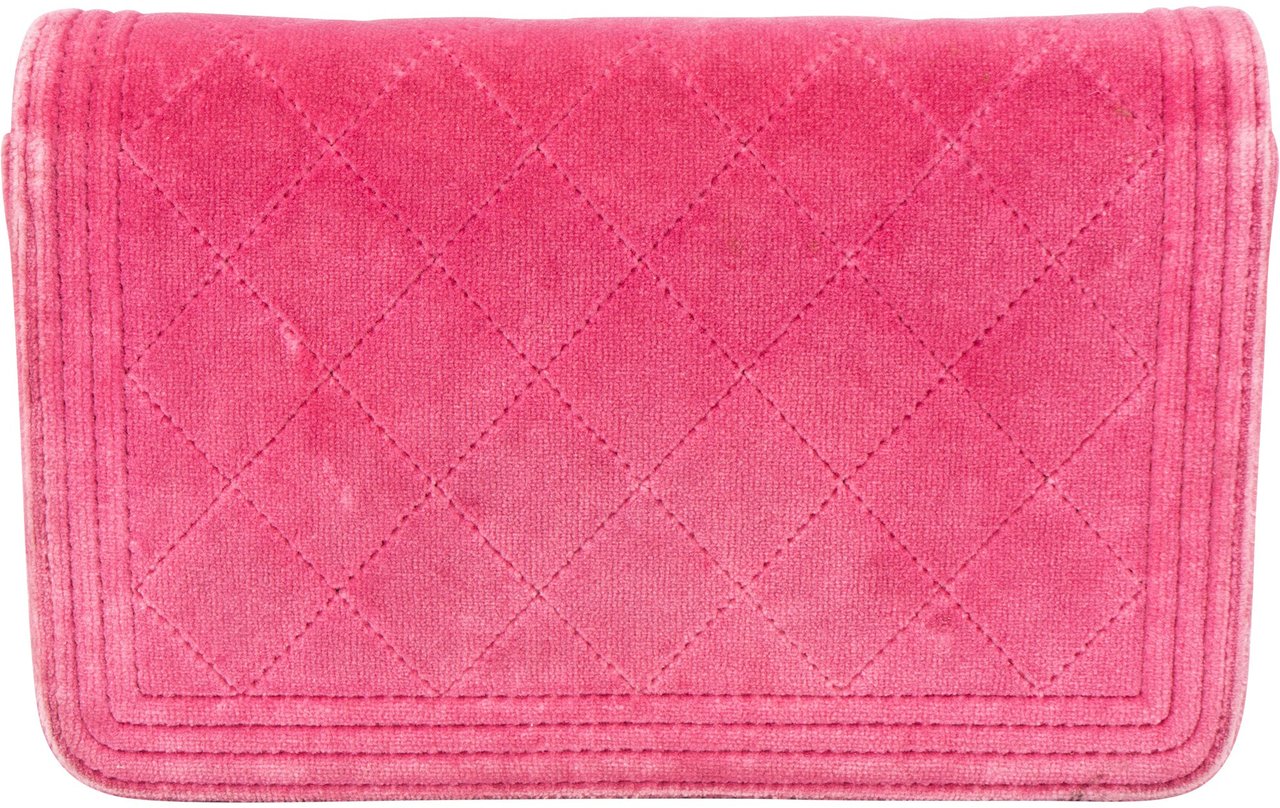 Chanel Chanel Quilted Satin Antique Boy Wallet On Chain Crossbody Bag Roze