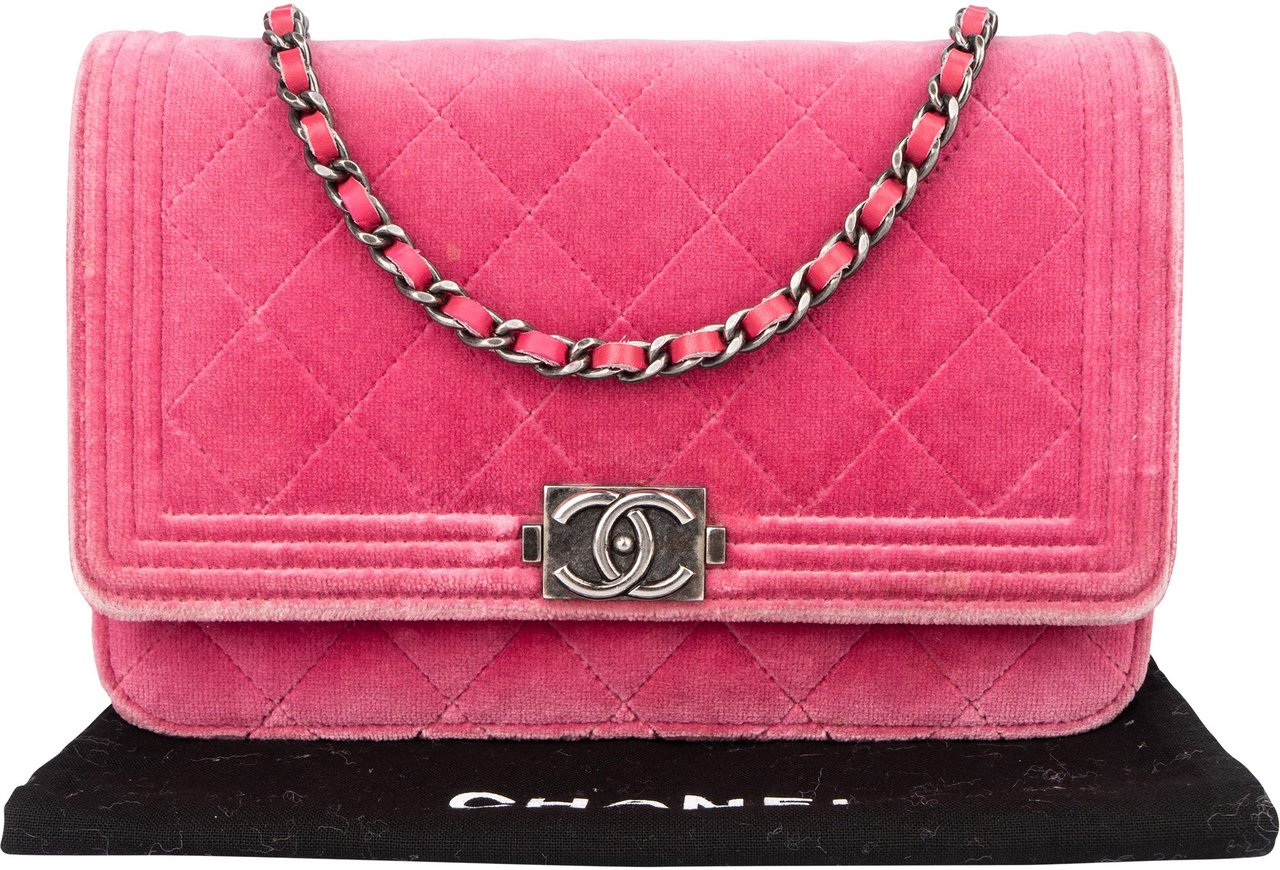 Chanel Chanel Quilted Satin Antique Boy Wallet On Chain Crossbody Bag Roze