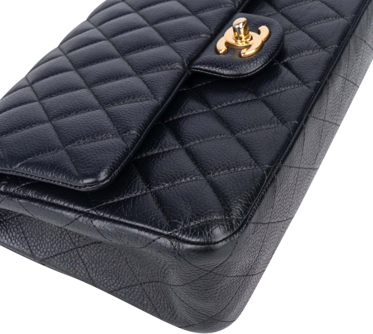 Chanel Chanel Blue Caviar Leather Double Flap Shoulder Bag Blauw