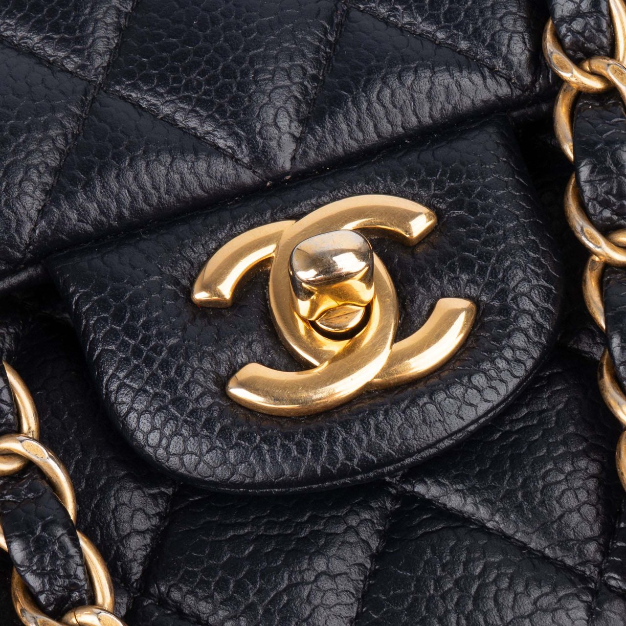Chanel Chanel Blue Caviar Leather Double Flap Shoulder Bag Blauw