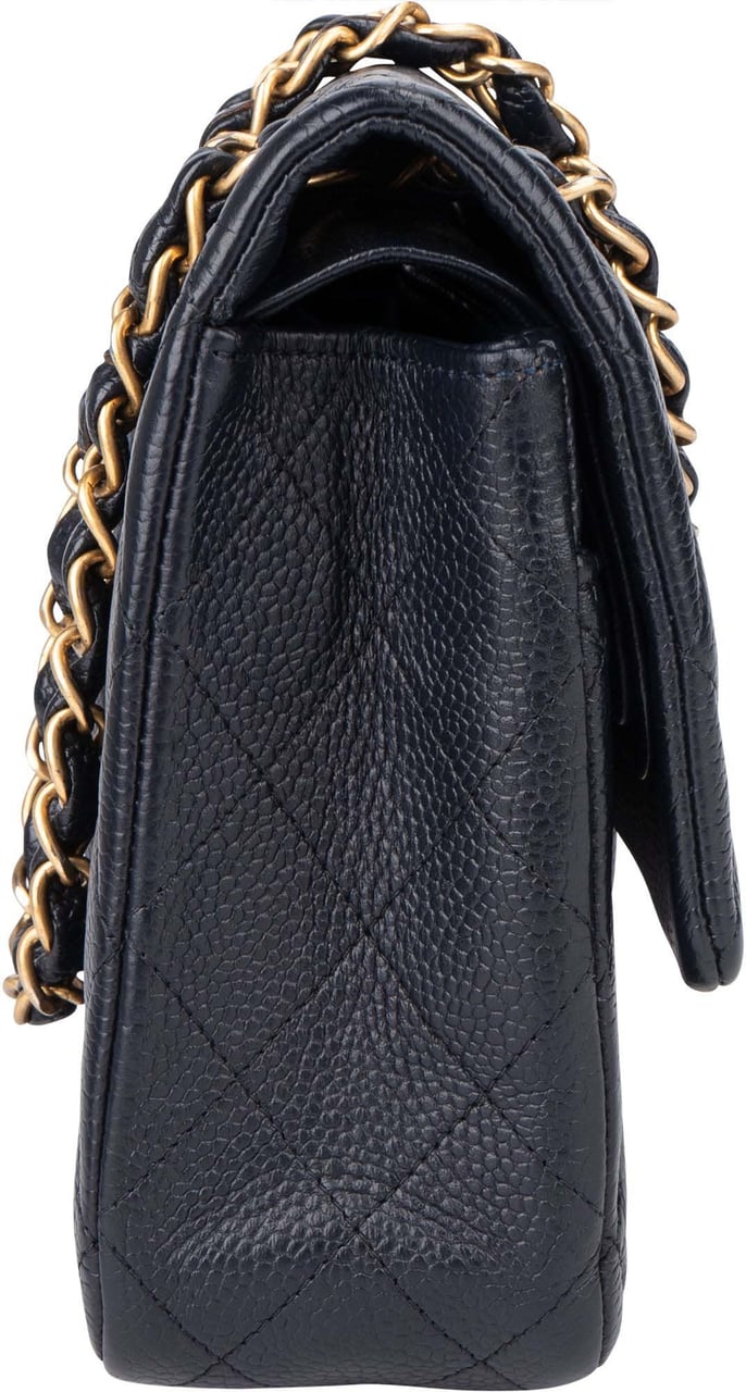 Chanel Chanel Blue Caviar Leather Double Flap Shoulder Bag Blauw