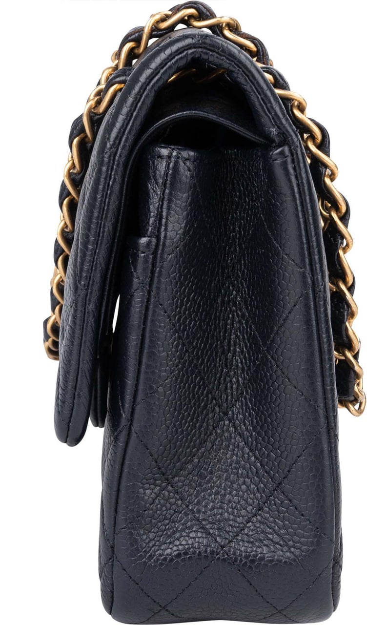 Chanel Chanel Blue Caviar Leather Double Flap Shoulder Bag Blauw