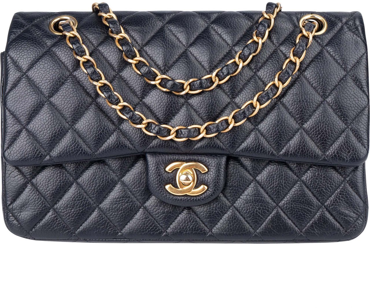 Chanel Chanel Blue Caviar Leather Double Flap Shoulder Bag Blauw