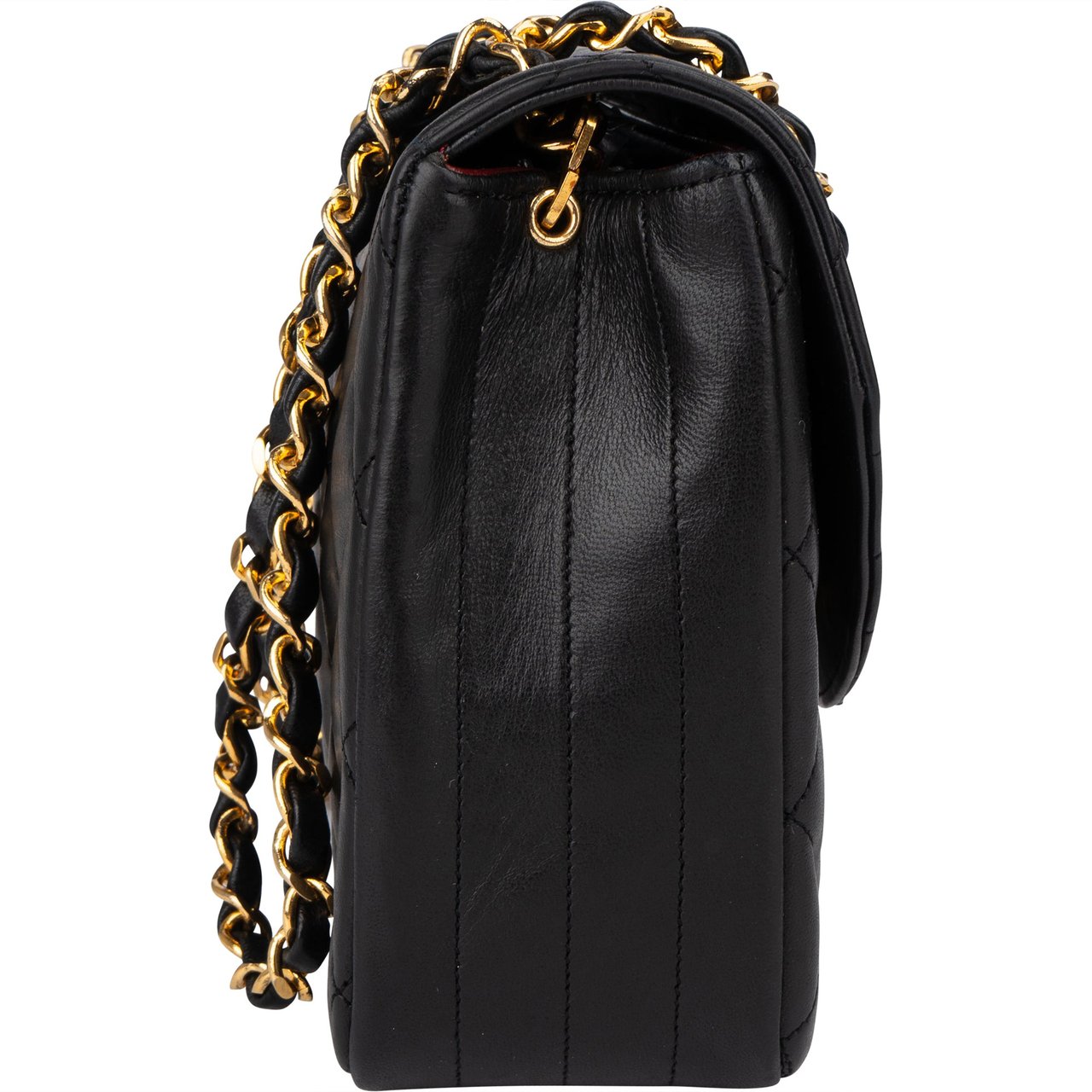 Chanel Chanel Quilted Lambskin 24K Gold Single Flap Crossbody Bag Zwart