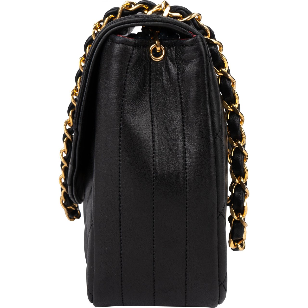 Chanel Chanel Quilted Lambskin 24K Gold Single Flap Crossbody Bag Zwart