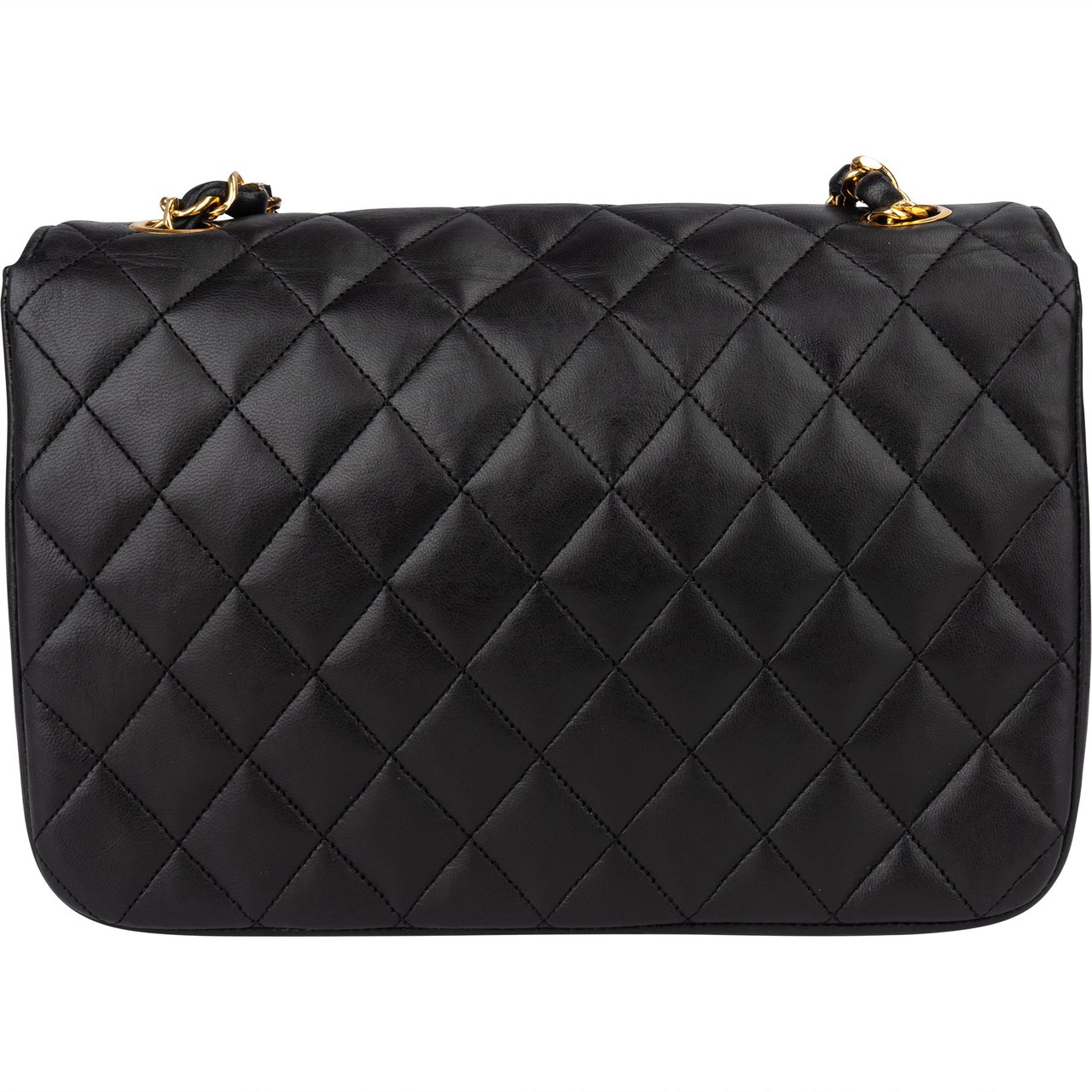 Chanel Chanel Quilted Lambskin 24K Gold Single Flap Crossbody Bag Zwart