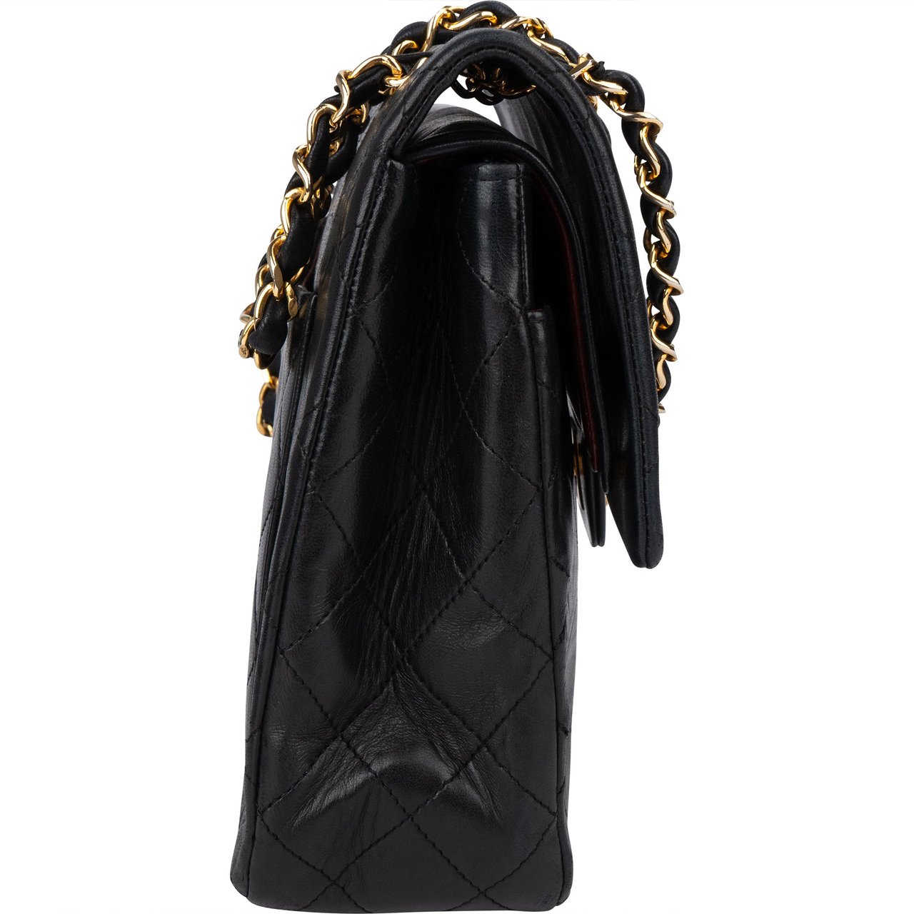 Chanel Chanel Quilted Lambskin 24K Gold Double Flap Shoulder Bag Zwart