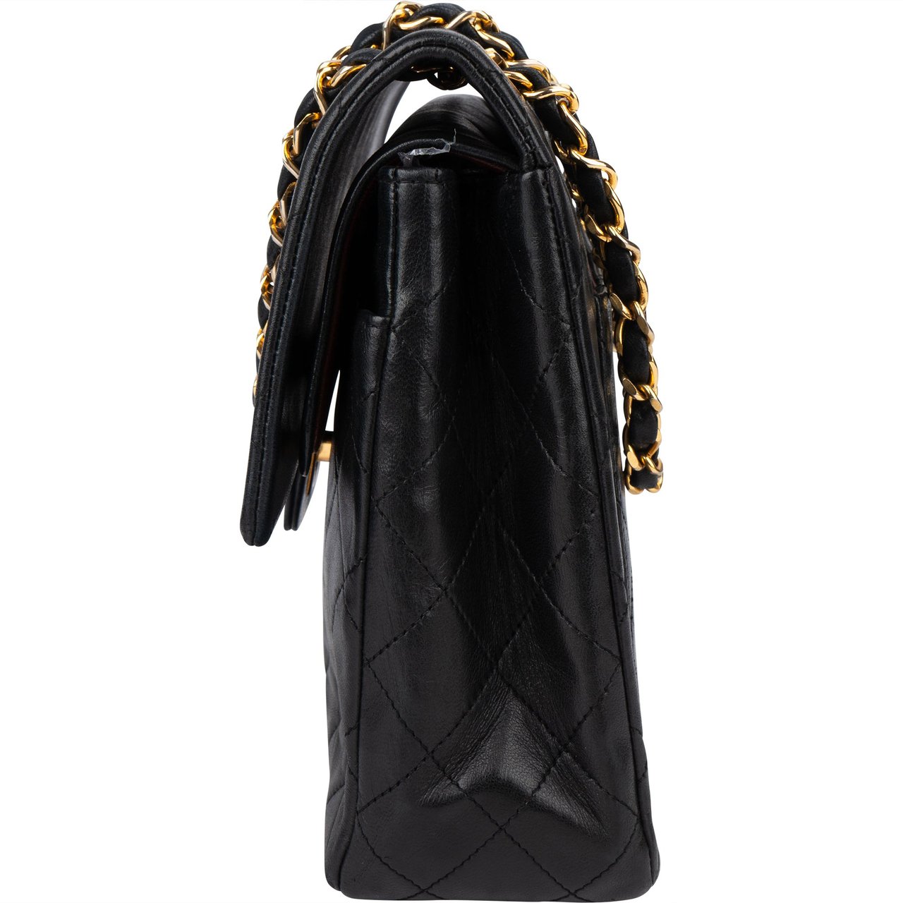 Chanel Chanel Quilted Lambskin 24K Gold Double Flap Shoulder Bag Zwart