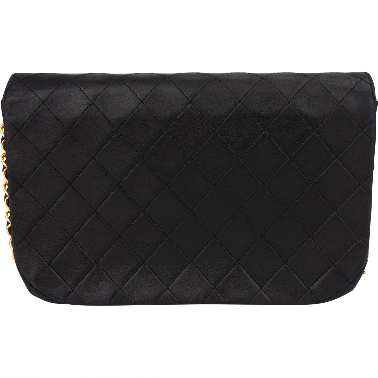 Chanel Chanel Quilted Lambskin 24K Gold Halfmoon Double Flap Crossbody Bag Zwart