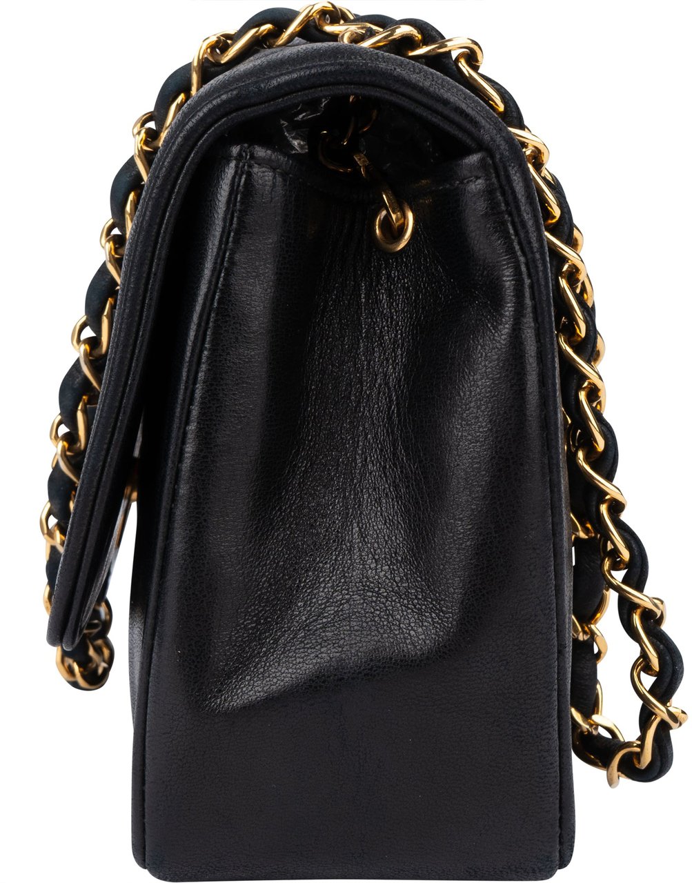 Chanel Chanel Quilted Lambskin 24K Gold Single Flap Crossbody Bag Zwart