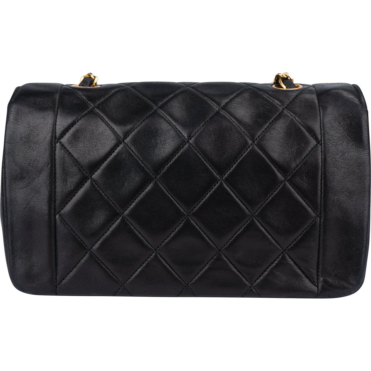 Chanel Chanel Quilted Lambskin 24K Gold Single Flap Crossbody Bag Zwart
