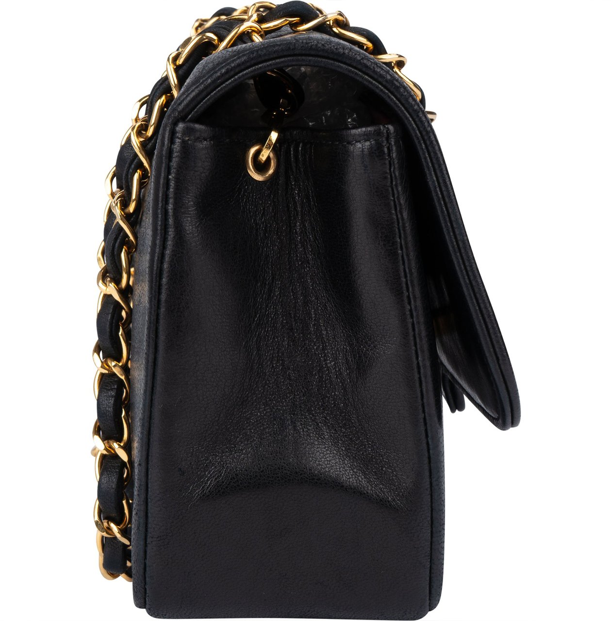 Chanel Chanel Quilted Lambskin 24K Gold Single Flap Crossbody Bag Zwart