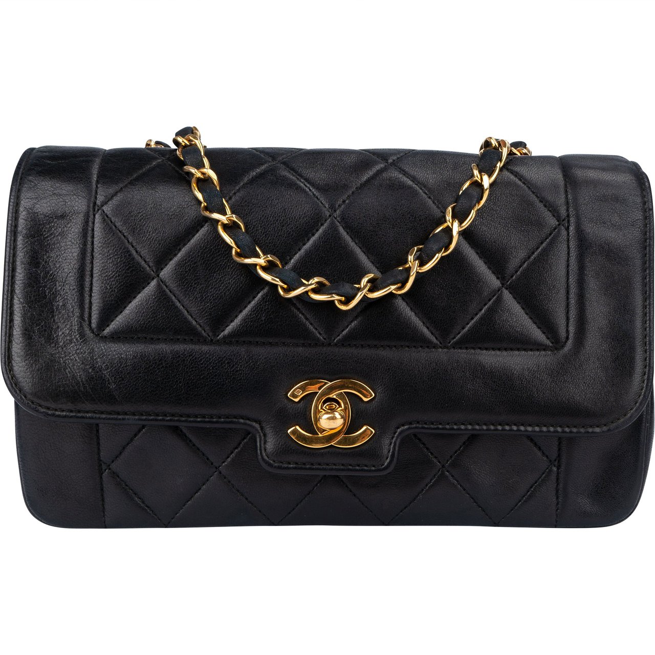 Chanel Chanel Quilted Lambskin 24K Gold Single Flap Crossbody Bag Zwart