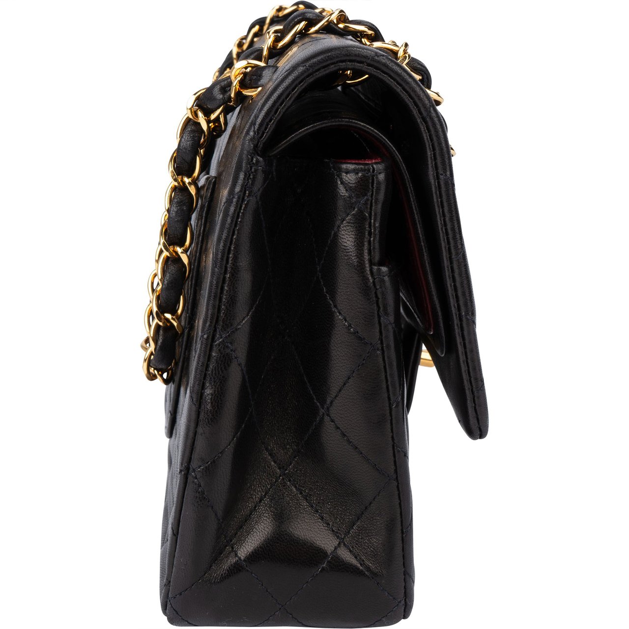 Chanel Chanel Quilted Lambskin 24K Gold Double Flap Crossbody Bag Zwart