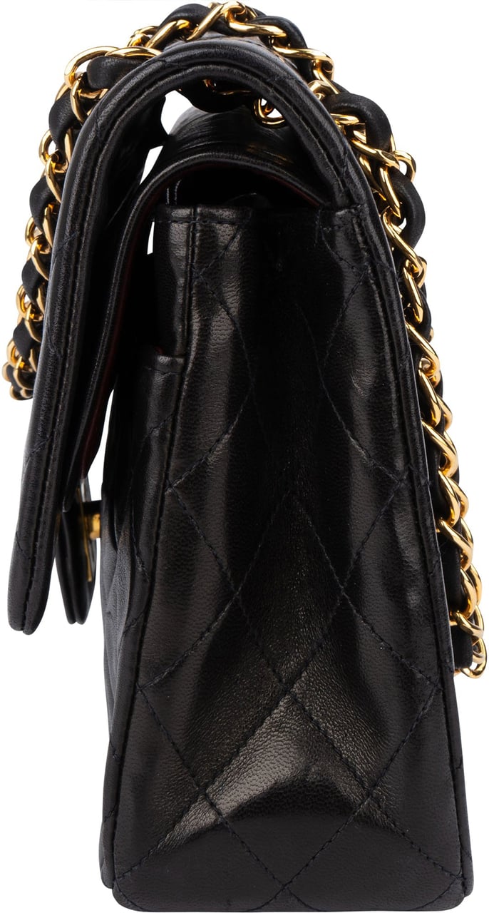Chanel Chanel Quilted Lambskin 24K Gold Double Flap Crossbody Bag Zwart