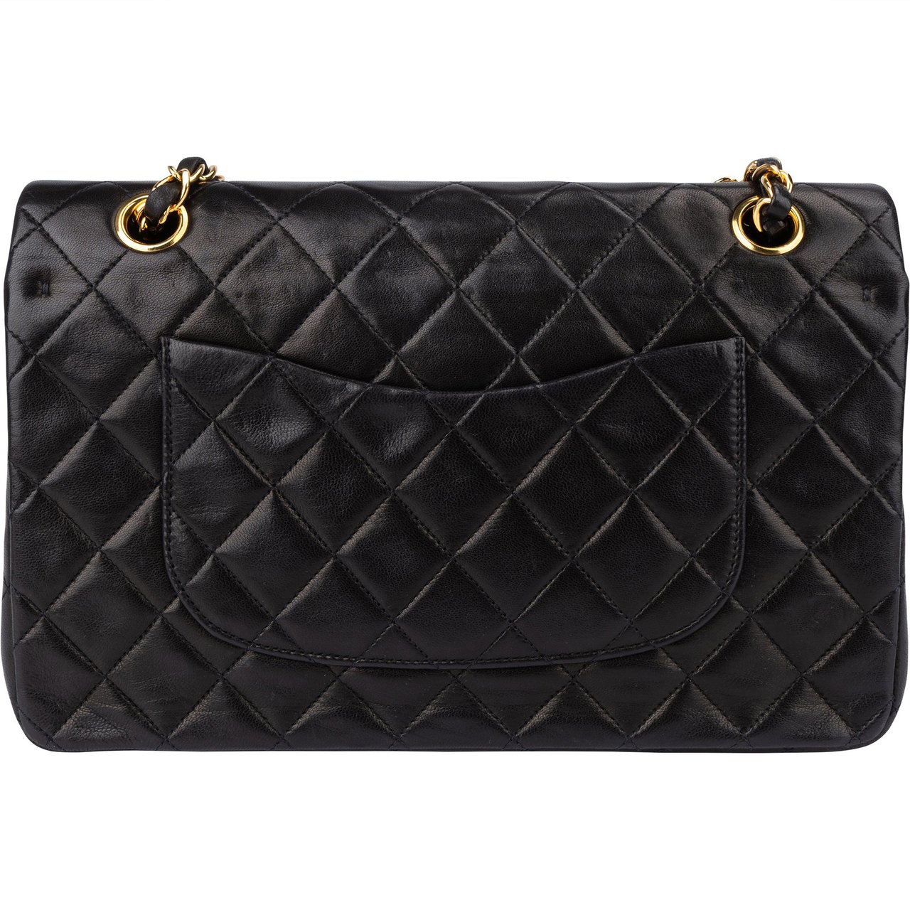 Chanel Chanel Quilted Lambskin 24K Gold Double Flap Crossbody Bag Zwart