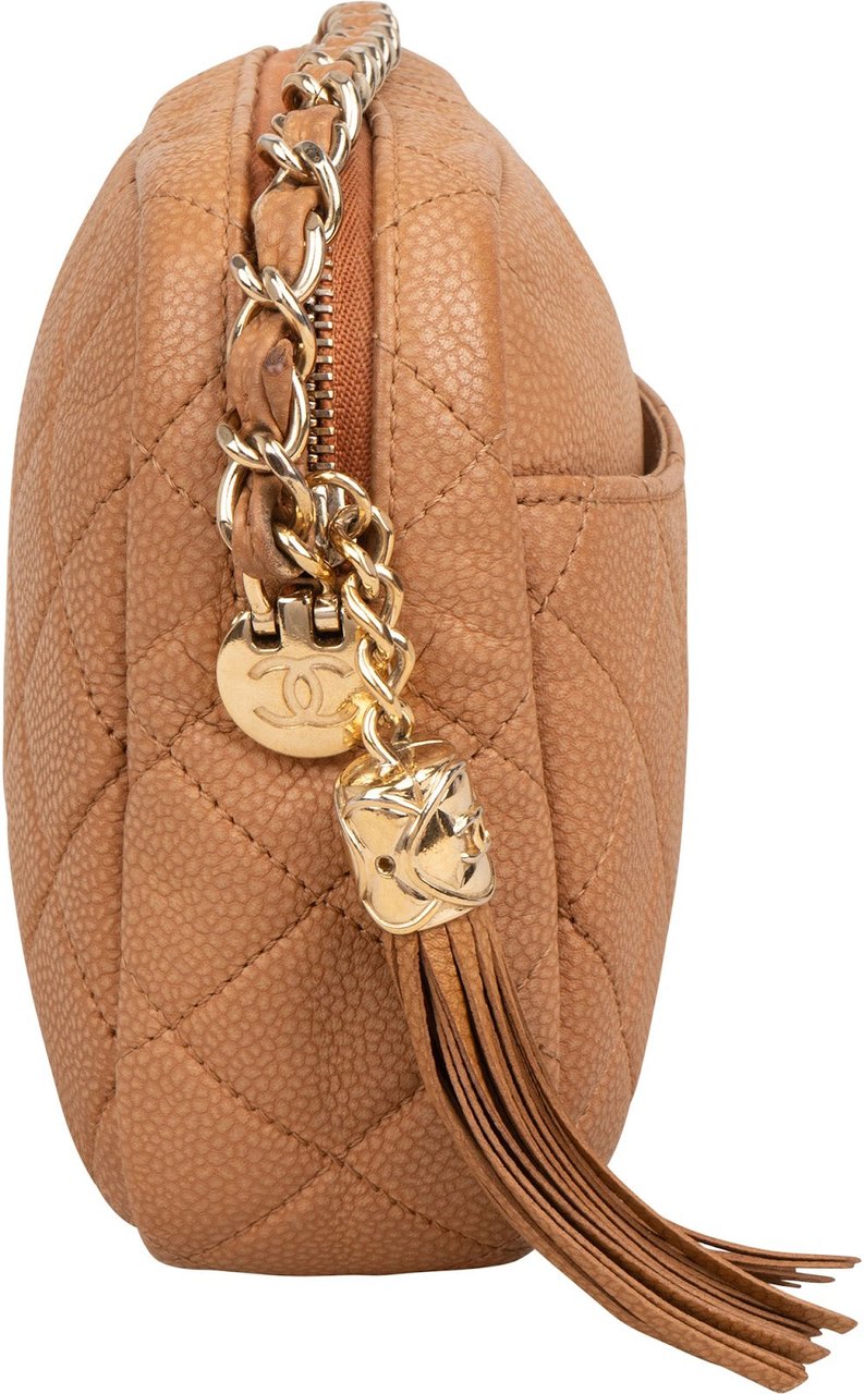 Chanel Quilted Caviar Leather Tassel Camera Crossbody Bag Bruin