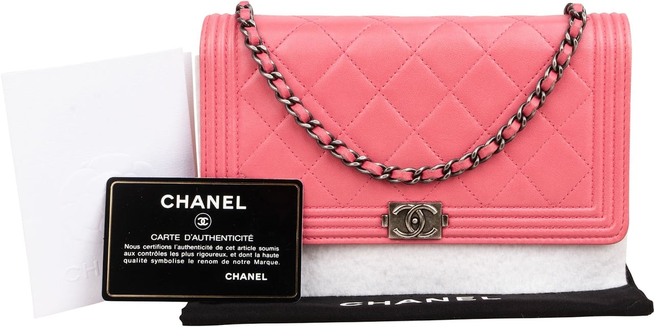 Chanel Quilted Lambskin Boy Wallet On Chain Crossbody Bag Rood