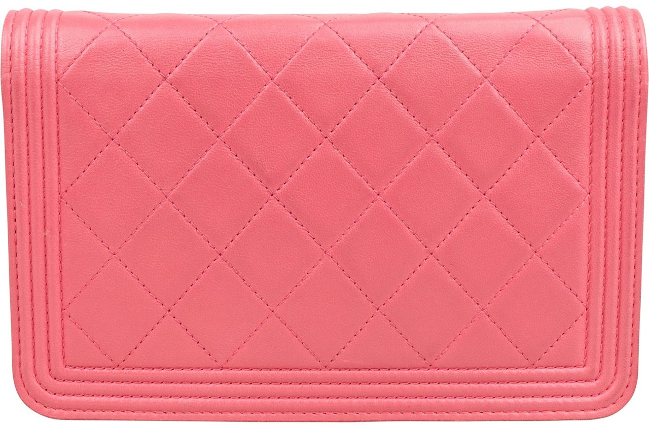 Chanel Quilted Lambskin Boy Wallet On Chain Crossbody Bag Rood
