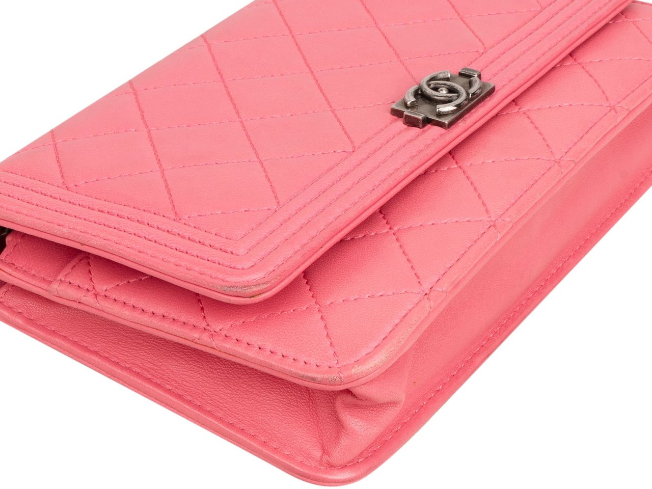 Chanel Quilted Lambskin Boy Wallet On Chain Crossbody Bag Rood