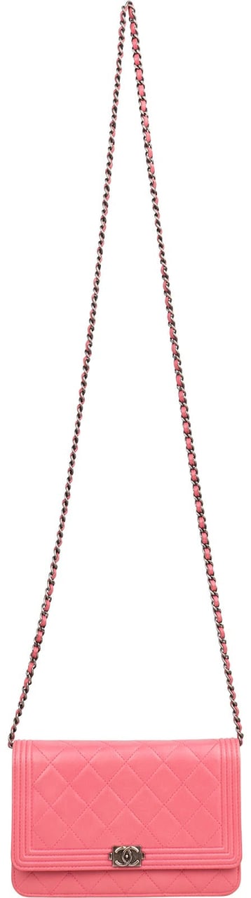 Chanel Quilted Lambskin Boy Wallet On Chain Crossbody Bag Rood