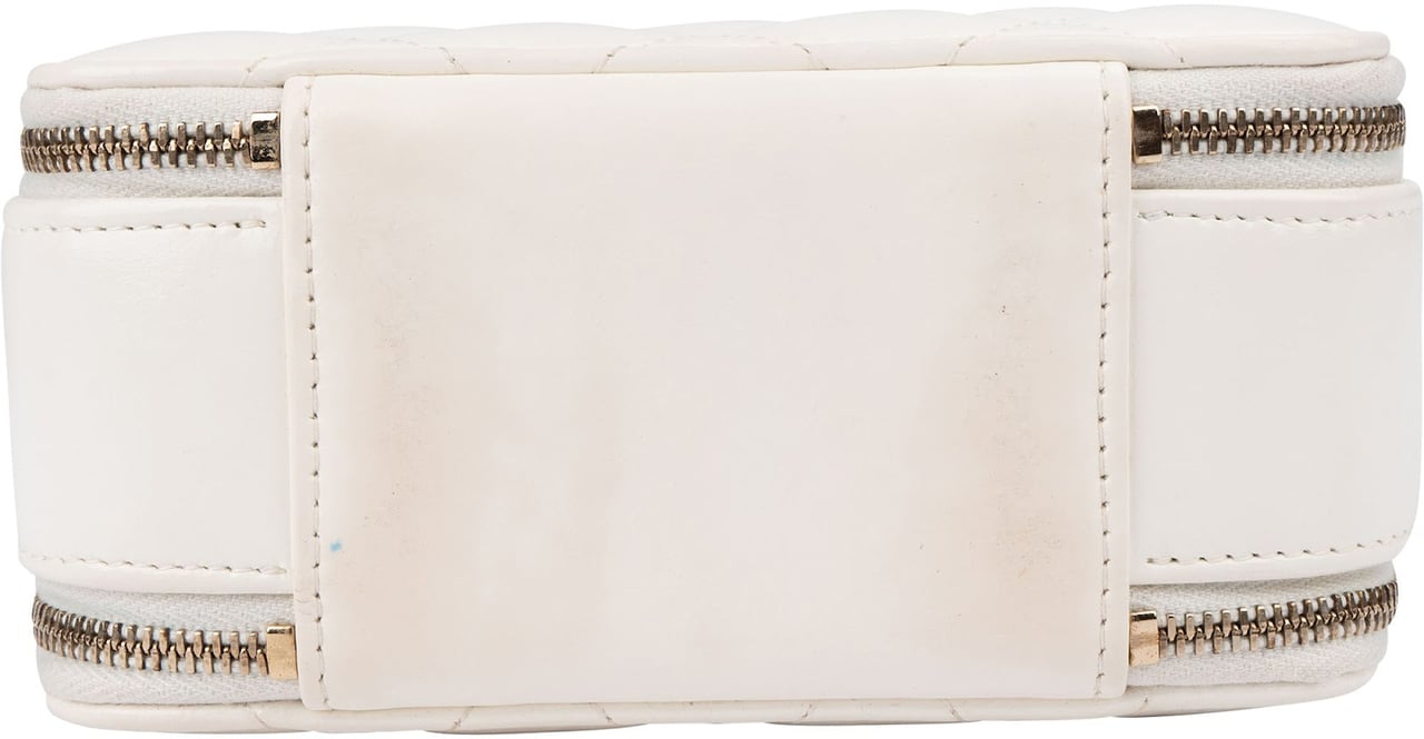 Chanel Quilted Lambskin Vanity Chain Crossbody Handbag Wit