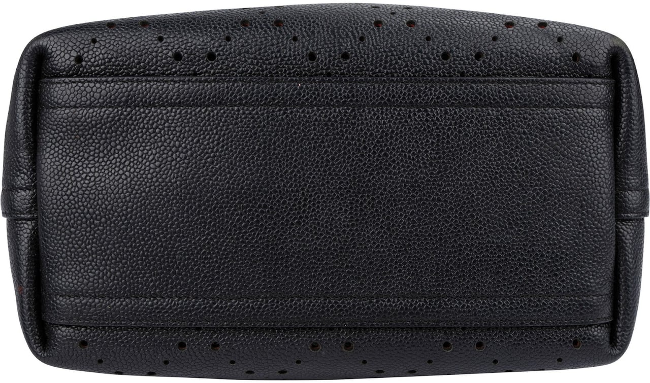 Chanel Perforated Caviar Leather Drawstring Bucket Shoulder Bag Zwart
