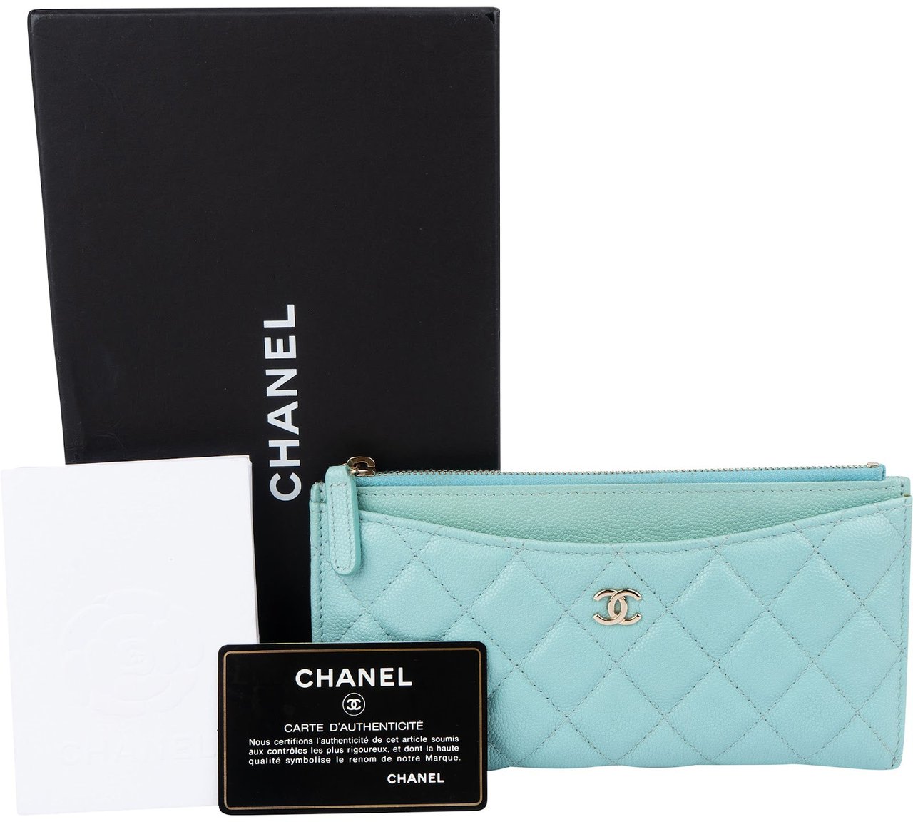 Chanel Quilted Caviar Leather Quilted Long Zipped Wallet Divers