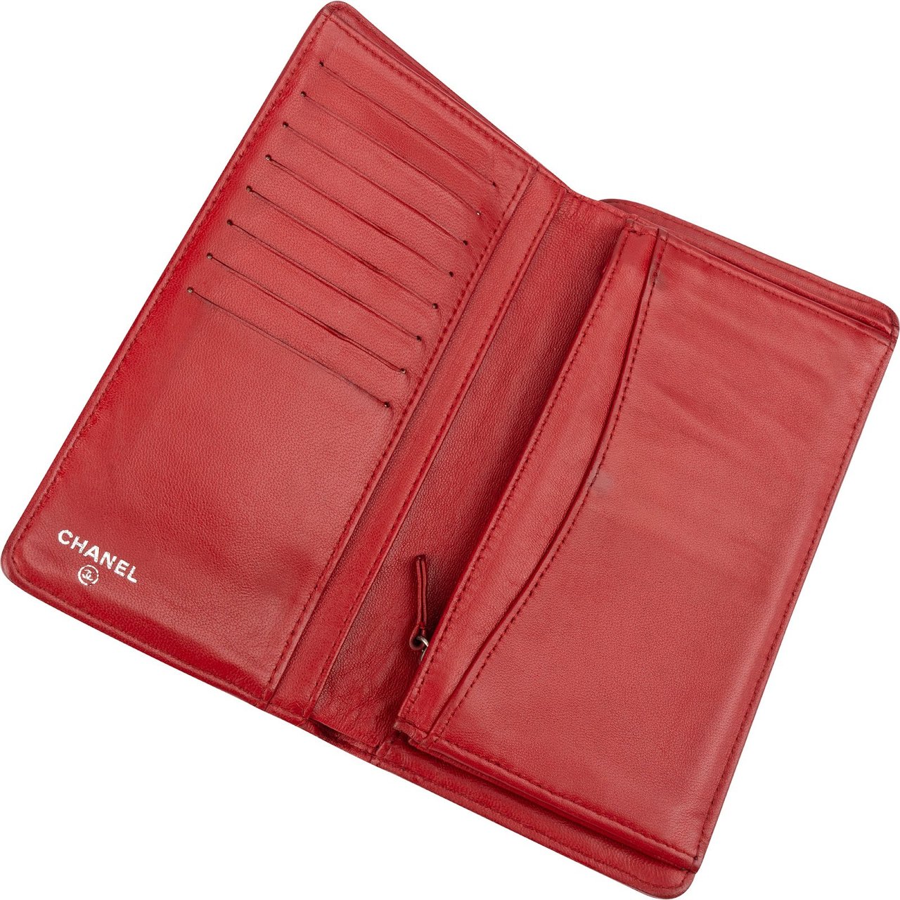 Chanel Quilted Leather Long Flap CC Wallet Rood