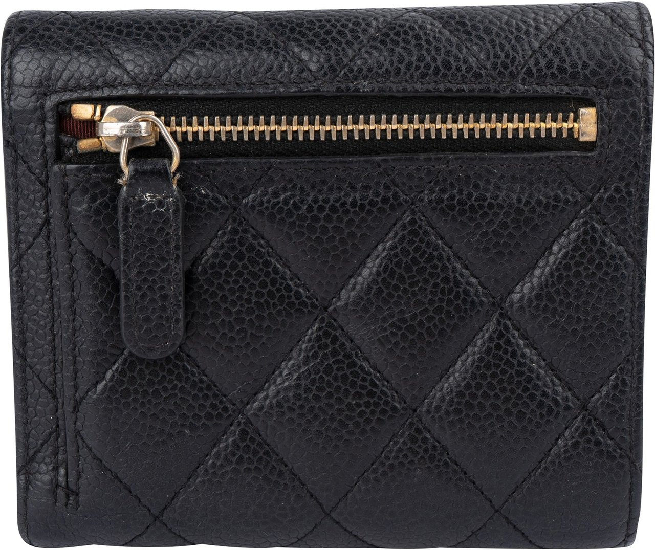 Chanel Quilted Caviar Leather Classic Small Flap Wallet Zwart