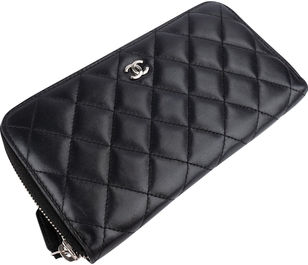 Chanel Quilted Lambskin CC Zippy Wallet Zwart