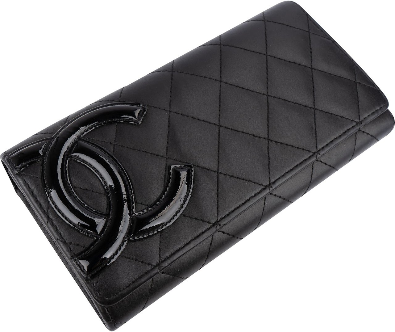 Chanel Quilted Lambskin Cambon Ligne Quilted Long Wallet Zwart
