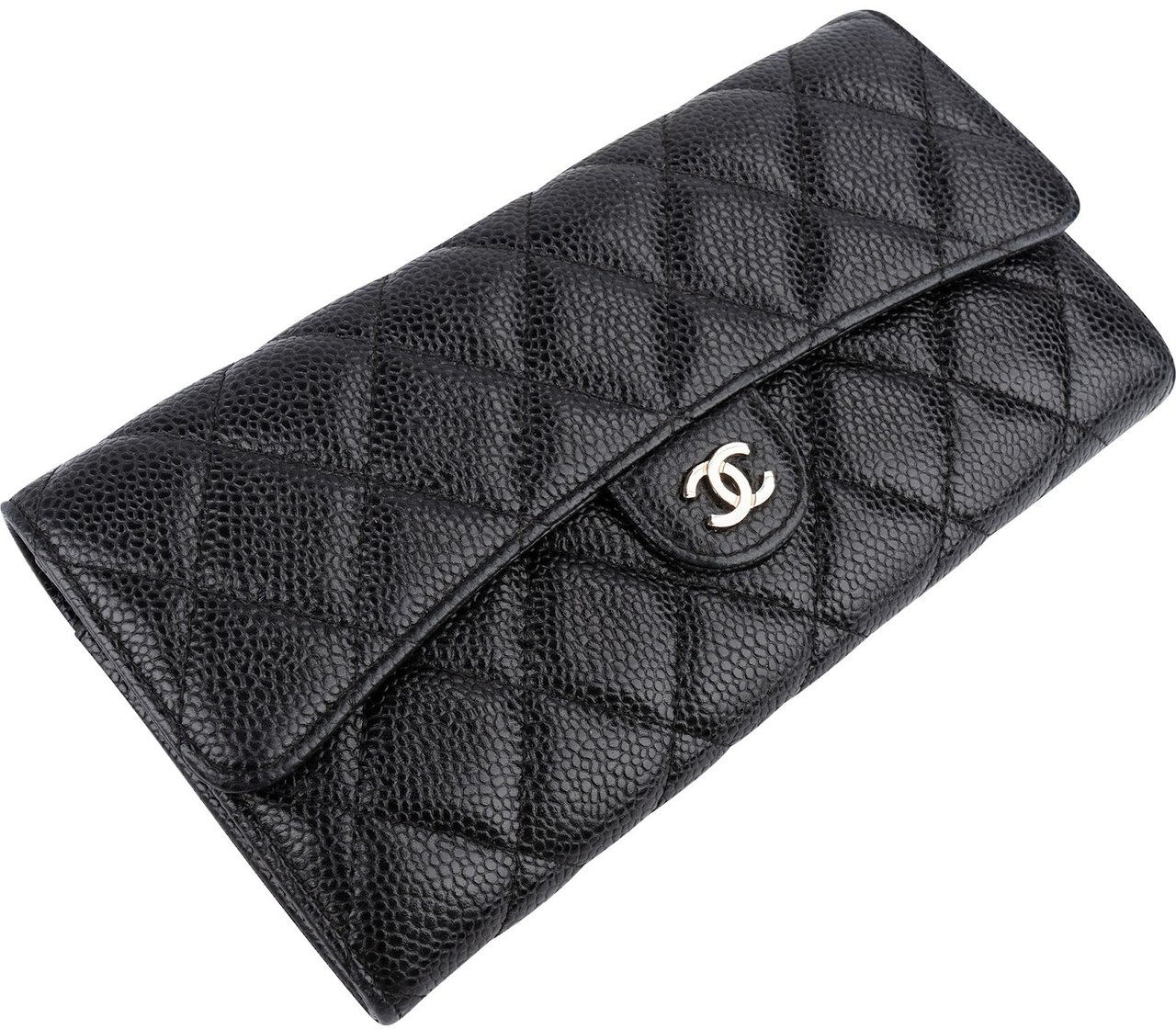 Chanel Caviar Leather Classic Flap Wallet Zwart