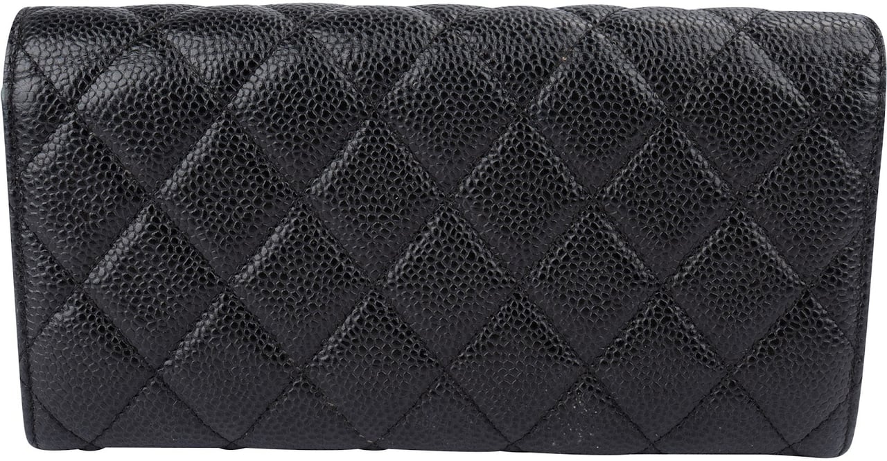 Chanel Caviar Leather Classic Flap Wallet Zwart
