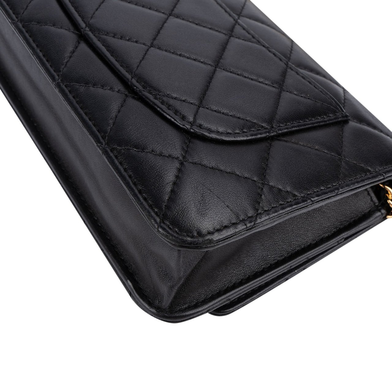 Chanel Quilted Lambskin Wallet On Chain Crossbody Bag Zwart