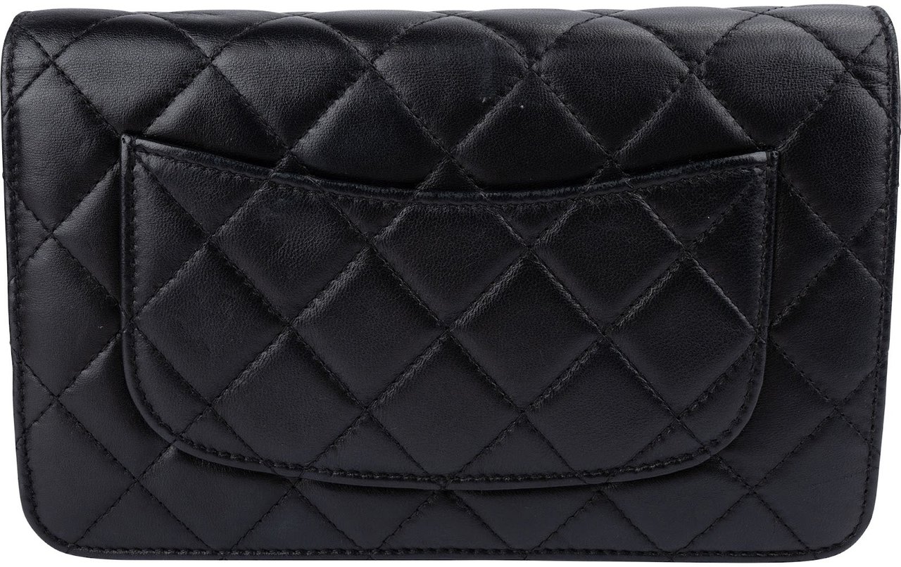 Chanel Quilted Lambskin Wallet On Chain Crossbody Bag Zwart