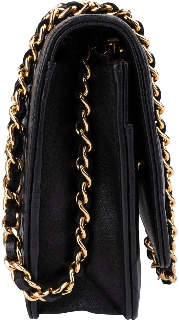 Chanel Quilted Lambskin Wallet On Chain Crossbody Bag Zwart