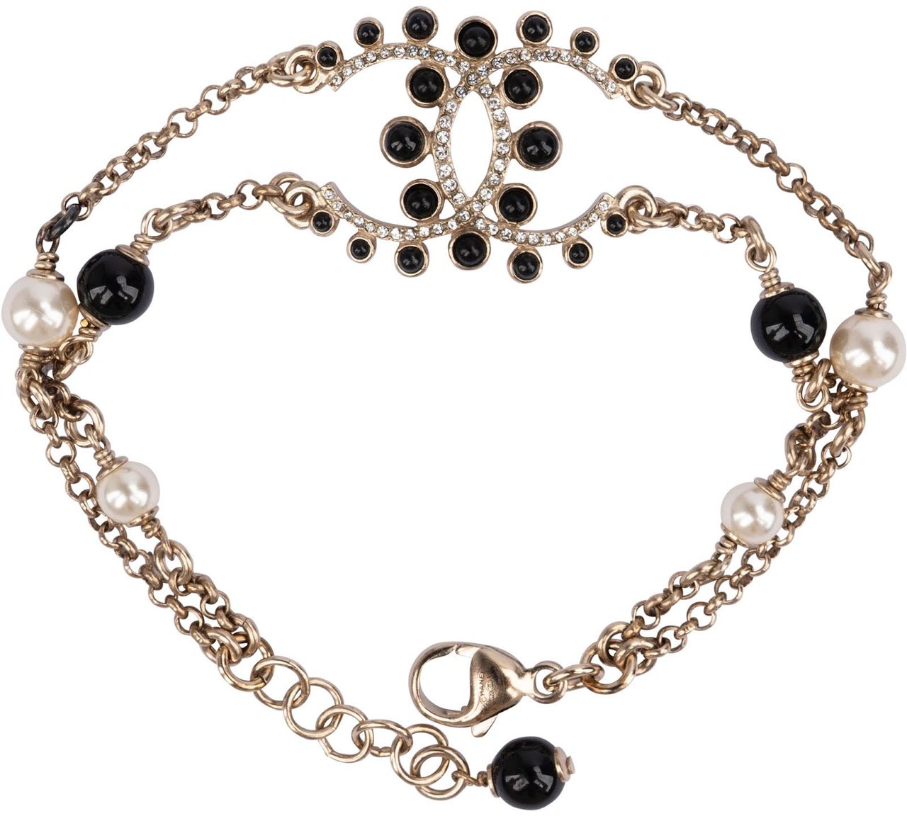 Chanel CC Crystal Pearl Bracelet 2020 Goud
